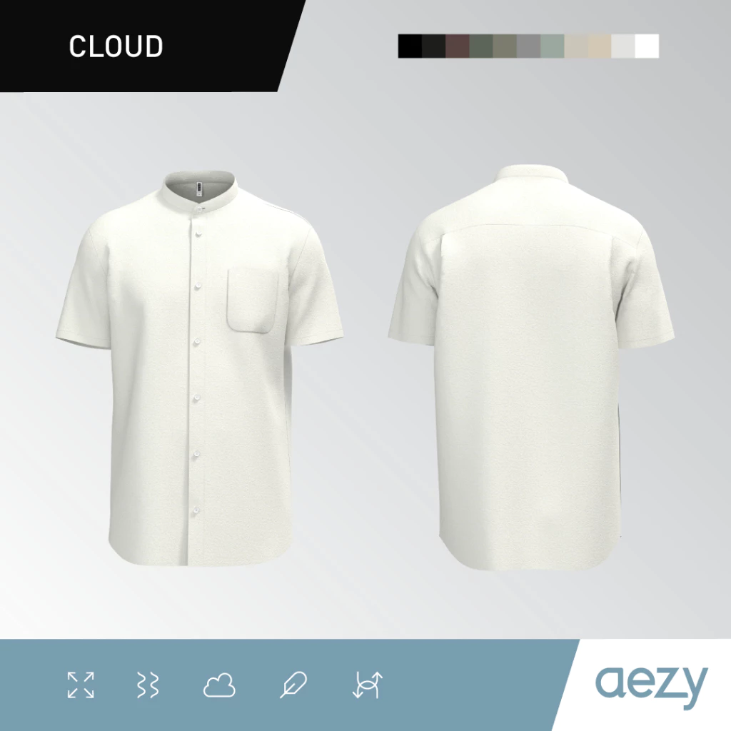 KEMEJA AEZY STAND COLLAR SHORT SLEEVE